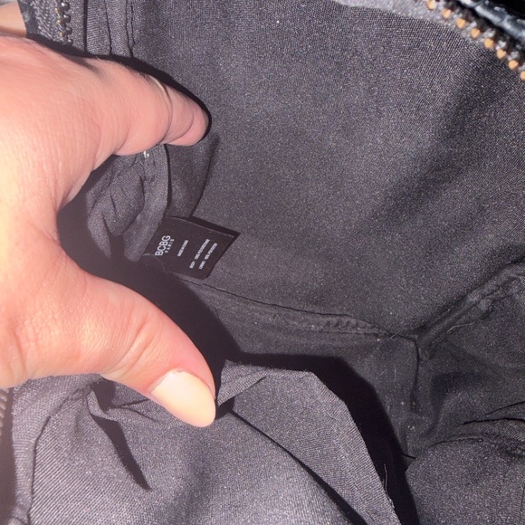 BCBG Paris Black Faux Snakeskin Mini Backpack Chain Detail - Picture 4 of 7